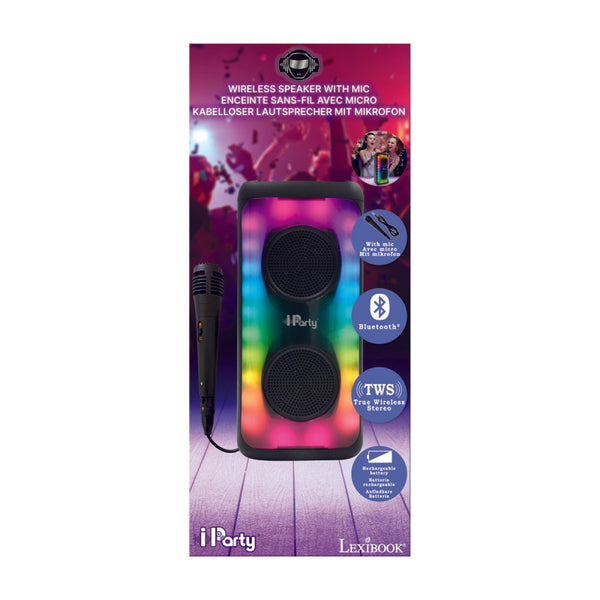 Lexibook Flame Bluetooth Speaker with Mic and Party Lights - K83