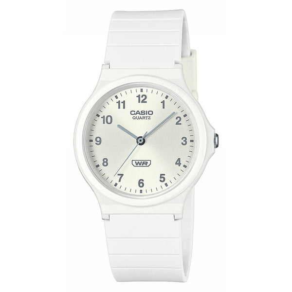 Casio Casual Watch with White Dial and Bio-Based Resin Strap - White - MQ-24B-7BEF