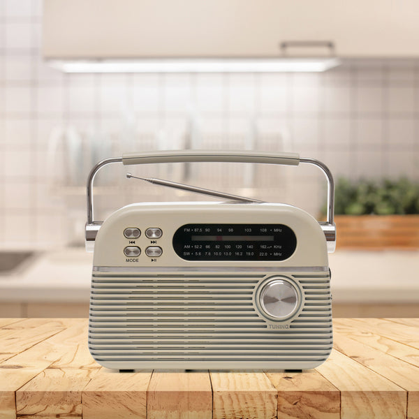 Lloytron 3 Band Bolero Rechargeable Portable Radio + MusicStream - Cream - N6405CR