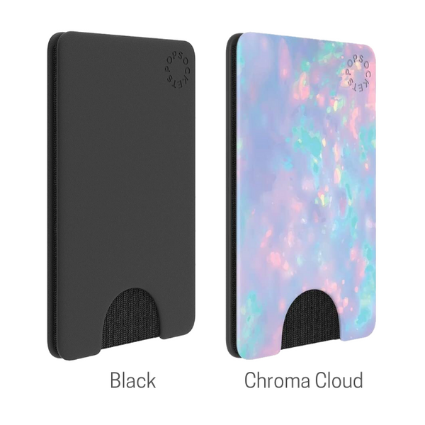 PopSockets PopWallet Sleek, Removable Card Holder Mount for Smartphones - Black, Pink Marble, Blue Galaxy or Chroma Cloud
