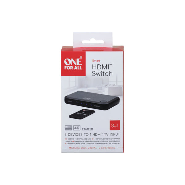 One For All Smart 3-Device HDMI Switch 4K - Black - SV1632