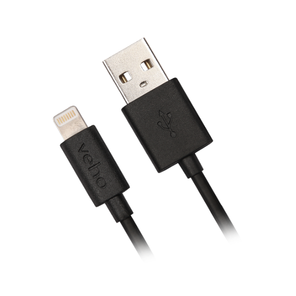 Veho Pebble Apple Certified MFi Lightning To USB Cable | (0.2m/0.7ft) - Black - VPP-601-20CM
