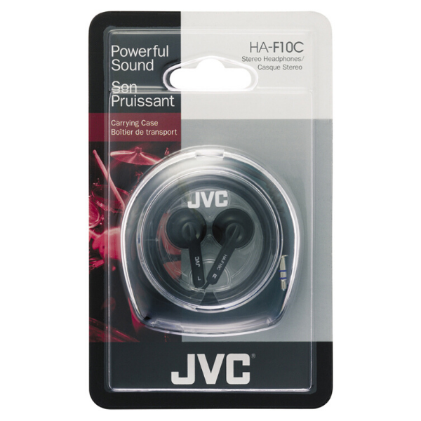 JVC Stereo In-Ear Headphones with Plastic Carry Case - Black - HAF10C