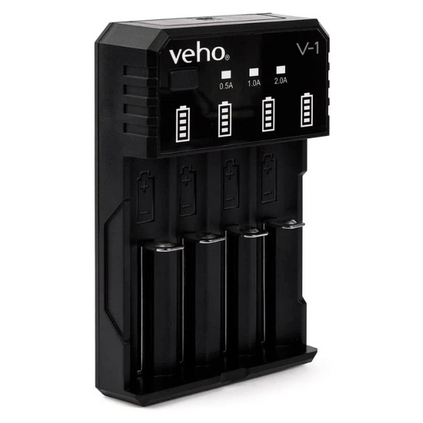 Veho V-1 USB Rechargeable 5V/2A Battery Charger | x4 Channels | LED Display - VPP-011-V1