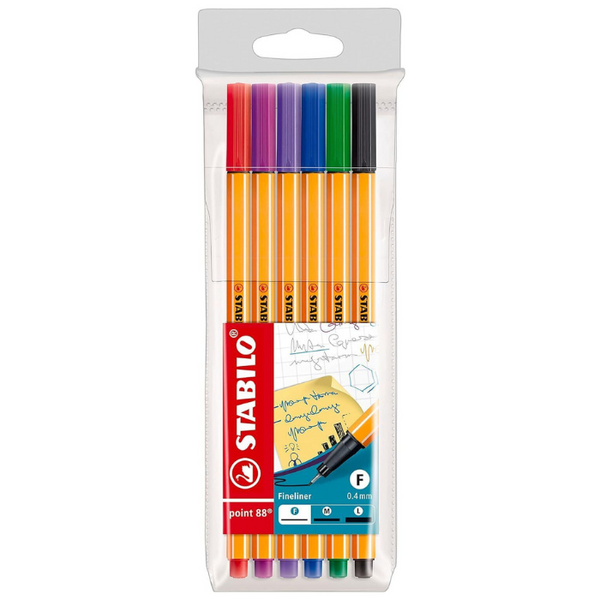 Stabilo Point 88 Fineliner - Pack of 6 - Assorted Colours - 88/6