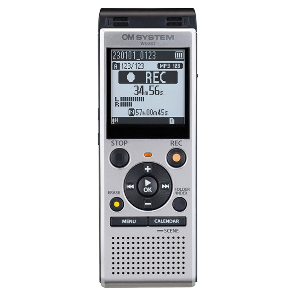 Olympus Digital Voice Recorder 4GB with Built-in USB plus Micro SD Slot - Silver - WS882