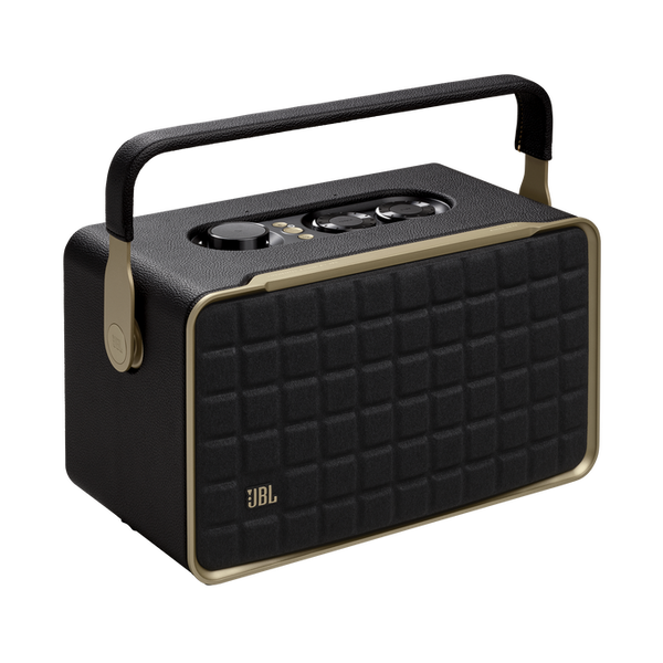 JBL Authentics 300 Portable Smart Home Speaker with Built-In Wi-Fi. Music Streaming, Voice Assist, Bluetooth, Retro Design - Black
