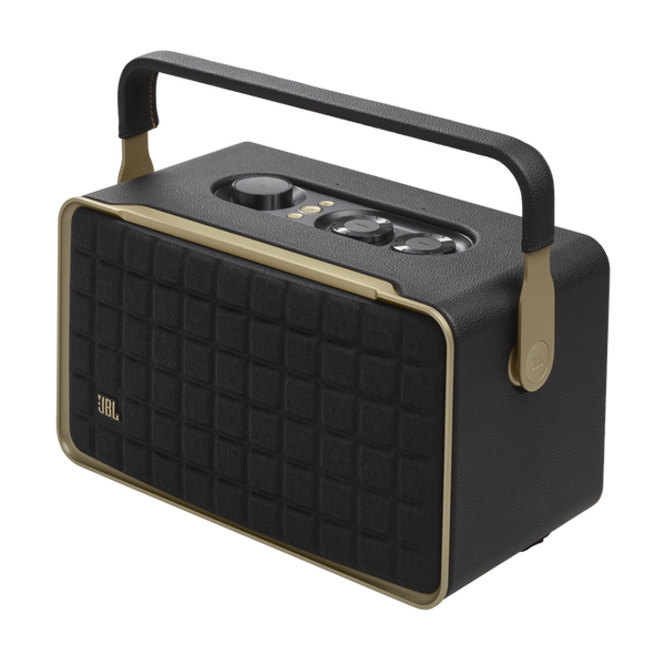 JBL Authentics 300 Portable Smart Home Speaker with Built-In Wi-Fi. Music Streaming, Voice Assist, Bluetooth, Retro Design - Black