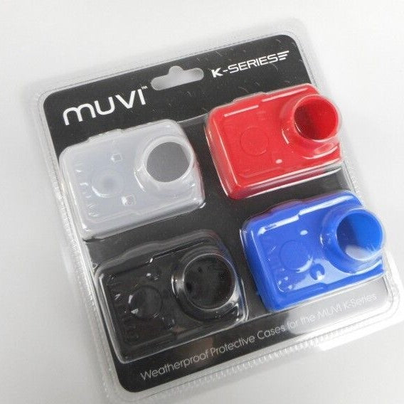 Veho Muvi K-Series Protective Silicone Case (4 Pack) – Blue, Black, Transparent & Red – VCC-A044-KSC
