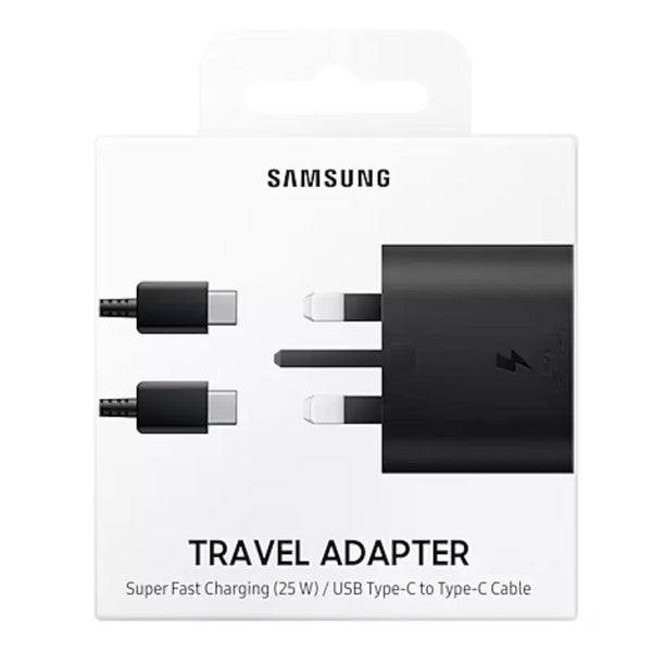 Samsung 25W Super Fast Charging Travel Adapter & USB-C to C Data Cable - Black - EP-TA800XBEGGB