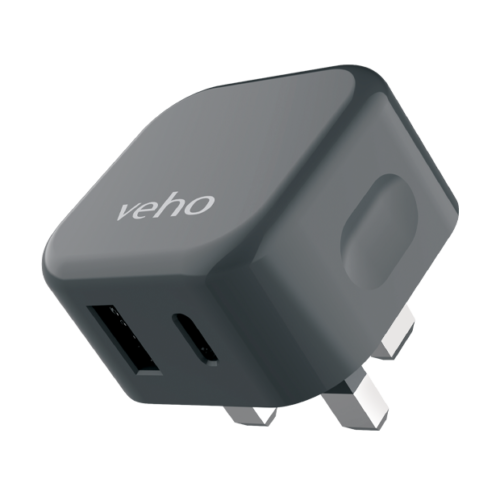 Veho 20W USB Fast Charge UK 3 Pin Plug | USB-C PD + USB 3.0 ports - VAA-114-USB