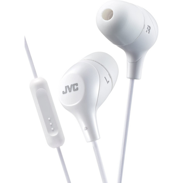 JVC HAFX38M Marshmallow Custom Fit In-Ear Headphones with Remote & Mic - White - HA-FX38M-W