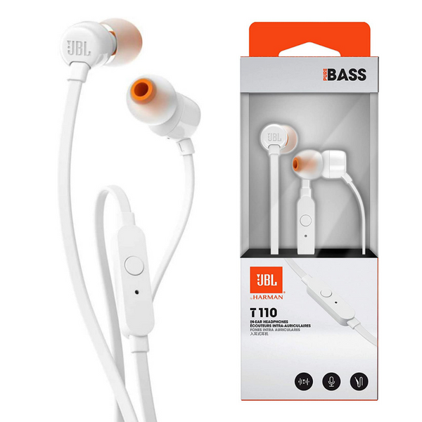 JBL Tune 110 Wired In Ear Headphones with Tangle Free Cable White
