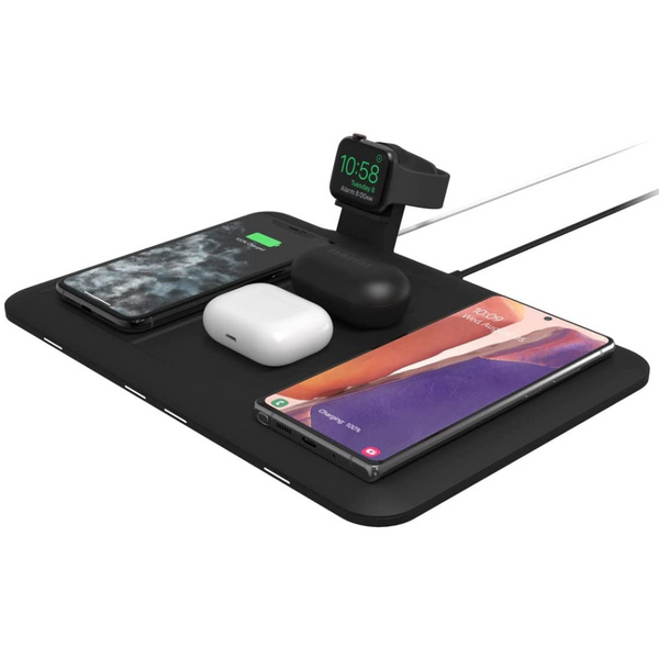 Mophie 4-in-1 Wireless Qi Charging Pad Mat Slimline for up to 4 Devices including Smartphone, Watch and Headphones - Black - 	401306600