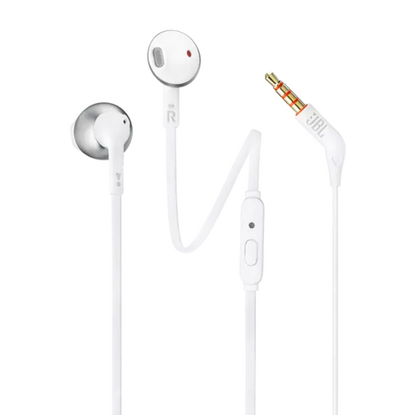 JBL Tune 205 In-Ear Wired Headphones with Remote & Mic - Chrome/White - JBLT205CRM
