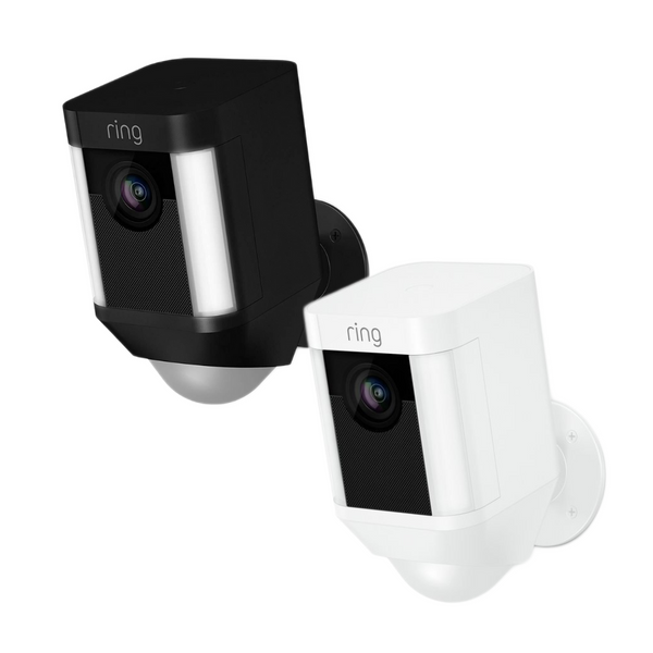 Ring Spotlight Stick Up Cam | Battery Powered Outdoor HD Security Camera with Floodlight - Black or White