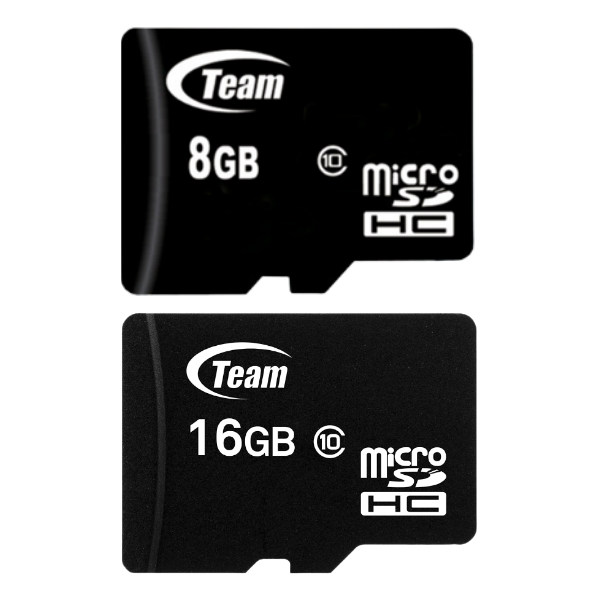 Team Micro SDHC Class 10 Flash Card with Adapter - Black | 8GB or 16GB