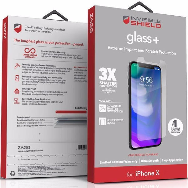 Zagg InvisibleShield Glass+ Screen Protector for iPhone X / XS / 11 Pro - 200101013