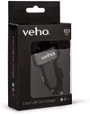 Veho Triple USB 5V 5.1A In-Car Charger for USB Cables | 3 Port - VAA-010