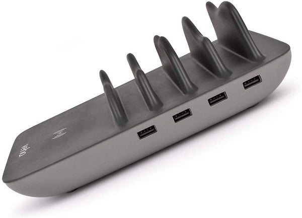 Veho TA-7 Desktop 4 Port USB Charging Hub with Built-In Qi Wireless Charging Mat - VAA-012-TA7-UK