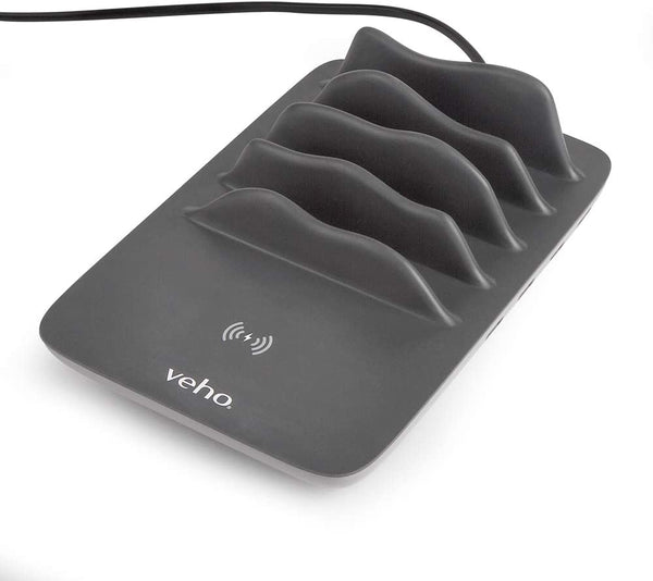 Veho TA-7 Desktop 4 Port USB Charging Hub with Built-In Qi Wireless Charging Mat - VAA-012-TA7-UK