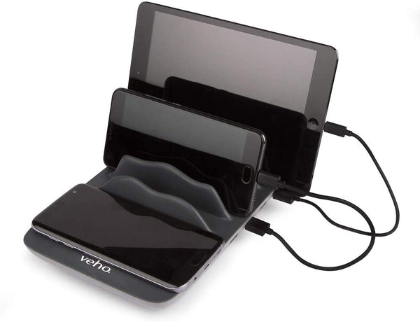 Veho TA-7 Desktop 4 Port USB Charging Hub with Built-In Qi Wireless Charging Mat - VAA-012-TA7-UK