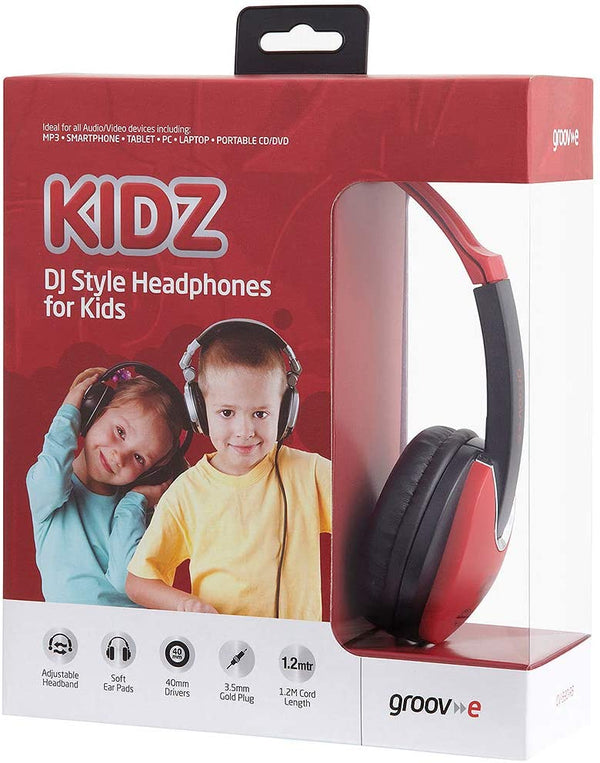 Groov-e Kidz DJ Style On-Ear Stereo Headphones for Children - Blue, Pink, Red or Purple - GV590