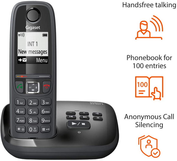 Gigaset AS405A Advanced Cordless Home Phone with Answer Machine and Ca