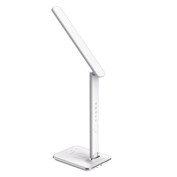 Groov-e Ares Touch Control LED Desk Lamp with Qi Wireless Charger & Alarm Clock - Black or White - GVWC04