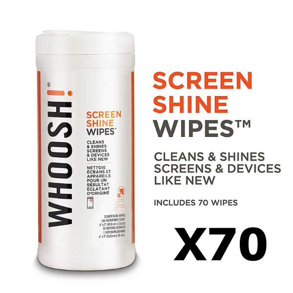 WHOOSH! 70x Screen Shine Disposable Anti-Microbes Wipes (70 Wipes + 1 Mini Cloth) - 1FGWP70ENFR