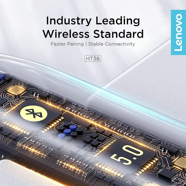 Lenovo LivePods HT38 TWS Wireless Bluetooth Headphones with Charging Case - Black - HT38_BK