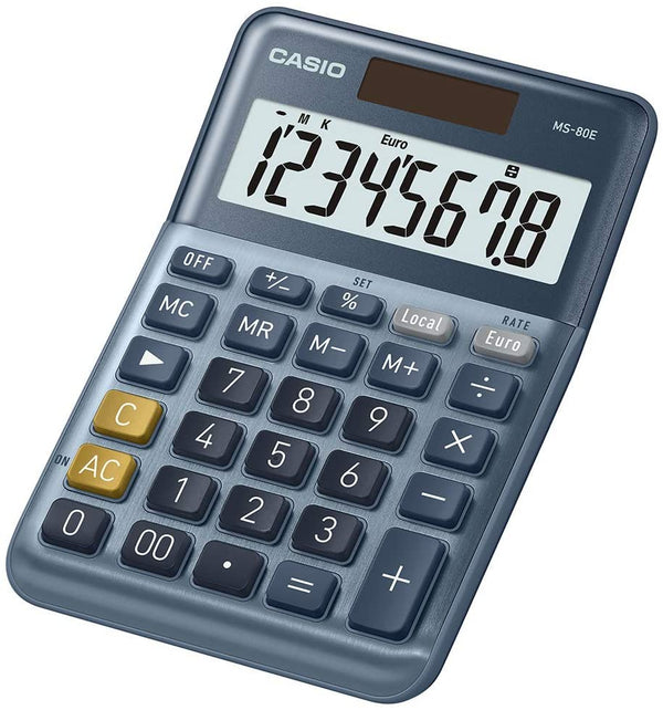 Casio MS80E-WK 8 Digit Currency Desk Calculator with Euro Conversion - MS80E-WK