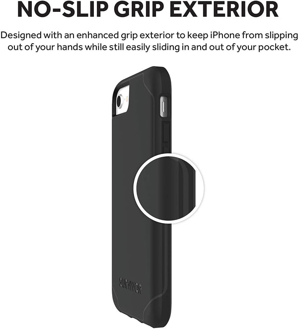 Griffin Survivor GIP-043-BLK Strong Case for Apple iPhone SE (2020)/8/7/6S/6 - Black