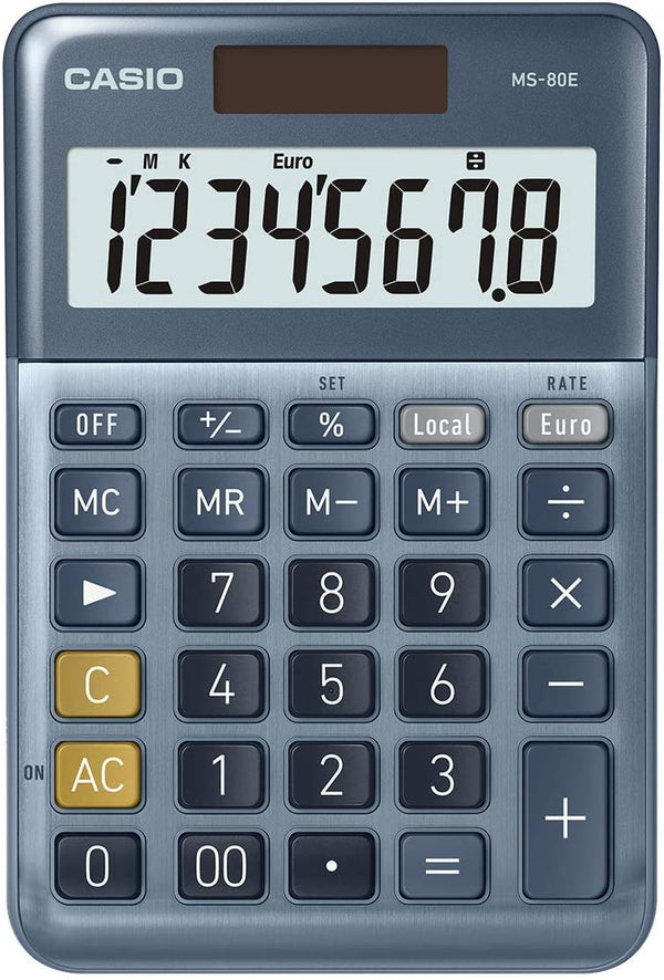 Casio MS80E-WK 8 Digit Currency Desk Calculator with Euro Conversion - MS80E-WK