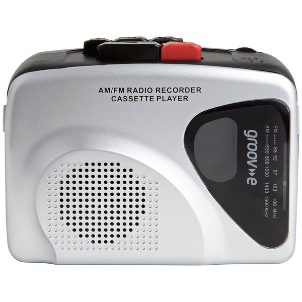 Groov-e Portable Retro Personal Cassette Player and Recorder with Speaker & Mic, AM/FM Radio and Earphones - GVPS525/SR