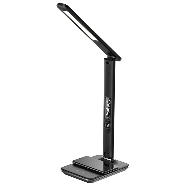 Groov-e Ares Touch Control LED Desk Lamp with Qi Wireless Charger & Alarm Clock - Black or White - GVWC04