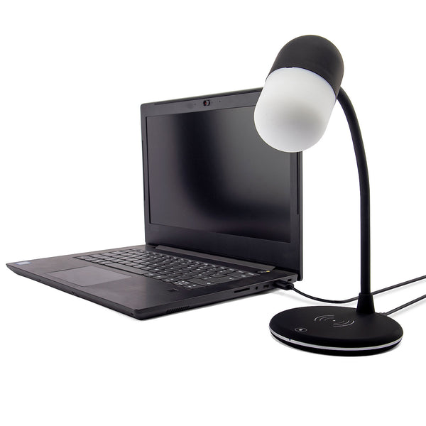 Groov-e Apollo Touch Control 3 in 1 LED Desk Lamp with Built-In Wireless Charger & Bluetooth Speaker - Black - GVWC02