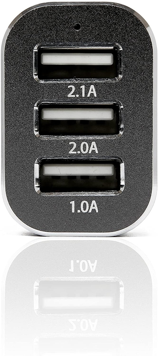 Veho Triple USB 5V 5.1A In-Car Charger for USB Cables | 3 Port - VAA-010
