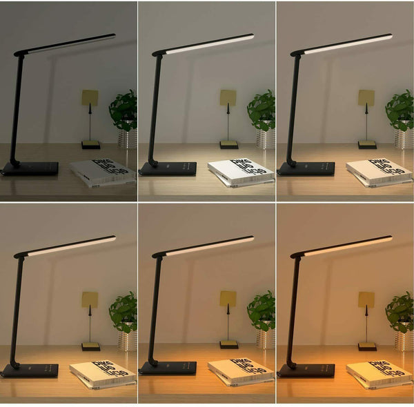 Aukey LED Smart Desk Lamp with USB Charging Port - Black - LT-T10-B