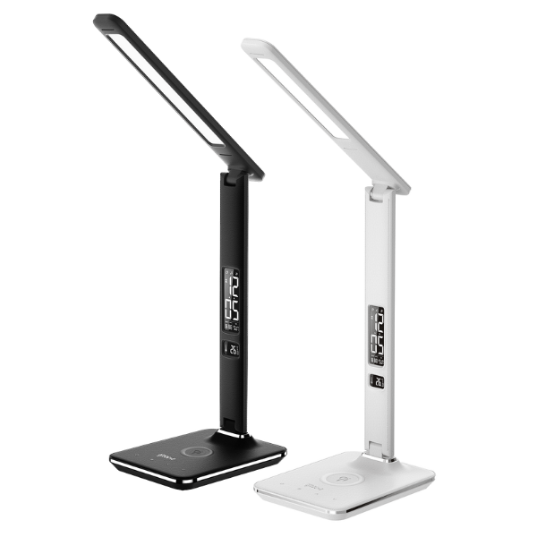 Groov-e Ares Touch Control LED Desk Lamp with Qi Wireless Charger & Alarm Clock - Black or White - GVWC04