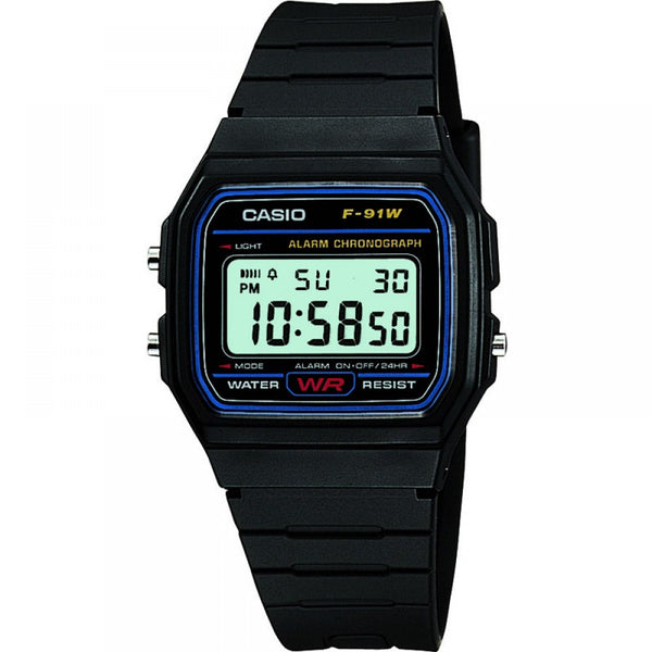 Casio Casual Digital Watch with Black Resin Strap - F-91W-1YER