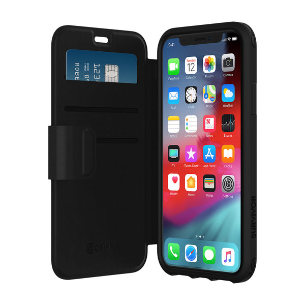 Griffin Survivor Strong Wallet Case for Apple iPhone XS - Black - GIP-020-BLK