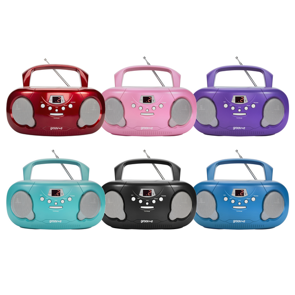 Groov-e Boombox Portable CD Player with Radio, Aux In & Headphone Jack - GVPS733