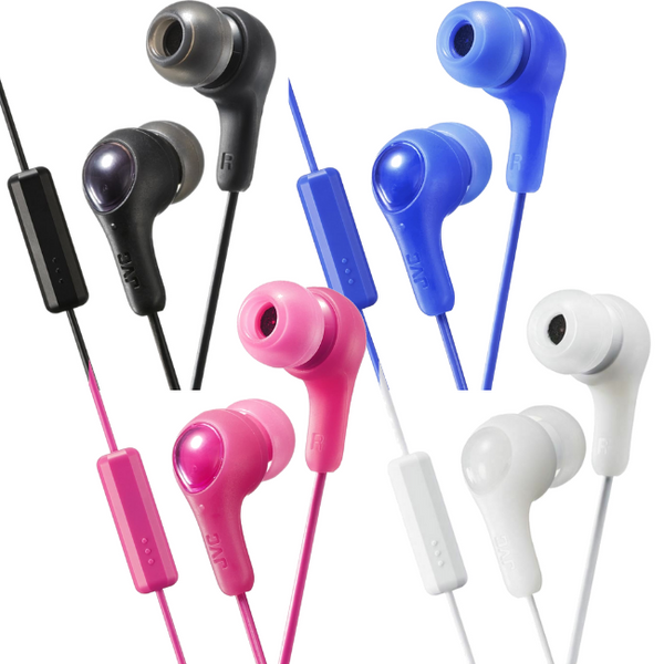 JVC Gumy Plus In Ear Headphones with Mic & Remote - Black, Blue, Pink or White - HAFX7M