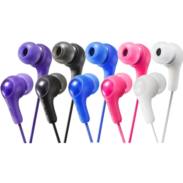 JVC Gumy Plus In Ear Headphones Earphones with Bass Boost - Black, Blue, Pink, Violet and White - HAFX7