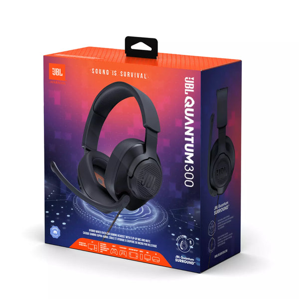 JBL Quantum 300 Wired On-Ear Gaming Headset with Microphone | Multi-Platform Compatible - Black - JBLQUANTUM300BLK