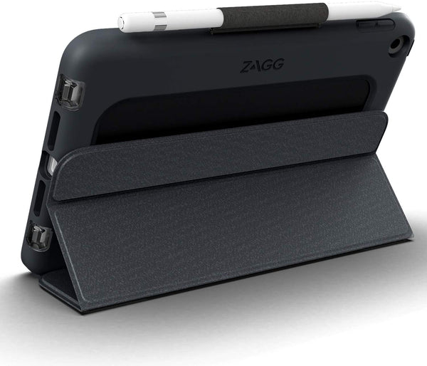 Zagg Rugged Messenger Folio Case for iPad Mini 4/5 with Apple Pencil Holder & Stand - Black - 102004265