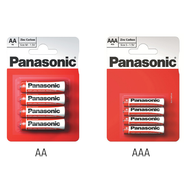 Panasonic Zinc Carbon General Household Batteries - Sizes AA/AAA/C/D Multipacks