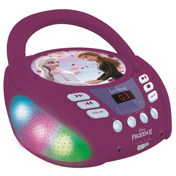 Lexibook Disney Frozen 2 Bluetooth CD Player Boombox for Kids | Multicoloured Light Effects - Frozen II - RCD109FZ