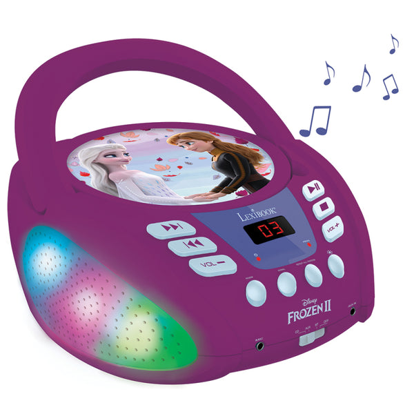 Lexibook Disney Frozen 2 Bluetooth CD Player Boombox for Kids | Multicoloured Light Effects - Frozen II - RCD109FZ